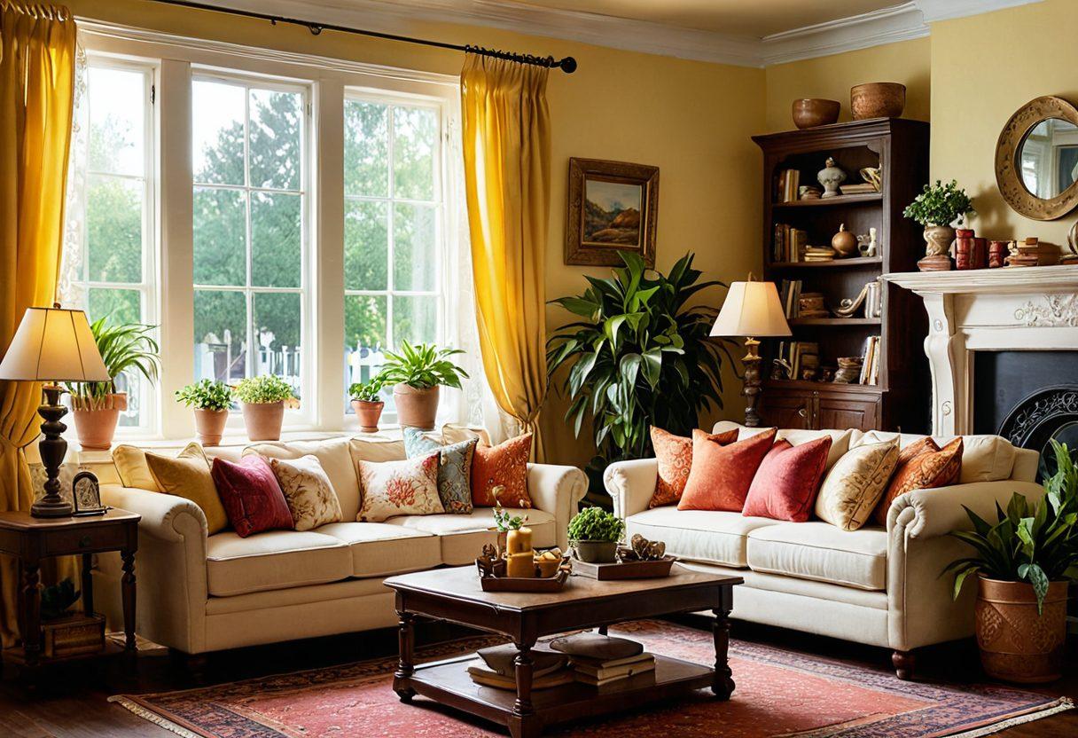 An enchanting display of unique present dolls, each with intricate designs and vibrant colors, nestled among elegant home decor items like potted plants, decorative vases, and soft fabrics. The scene radiates warmth and nostalgia, showcasing the dolls in a cozy, well-lit living room setting. A hint of sunlight streaming through a window enhances the inviting atmosphere. super-realistic. vibrant colors. warm lighting.